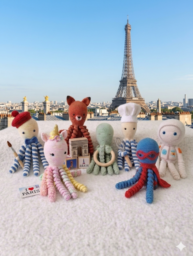 Pack Charlie — Doudou pieuvre crochet + Cartable